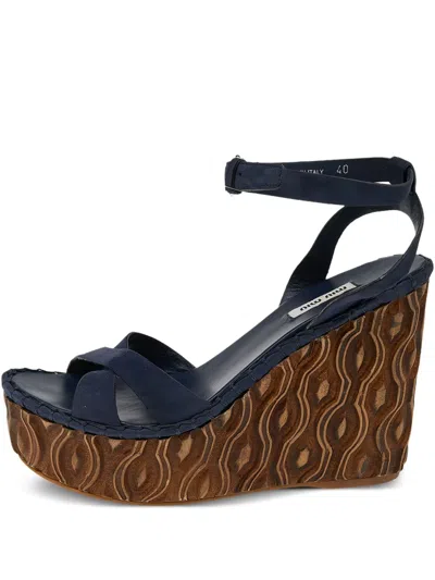 Pre-owned Miu Miu 130mm Wedge Sandals