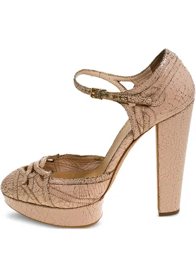 Pre-owned Miu Miu 135mm Cracked-effect Heeled Pumps