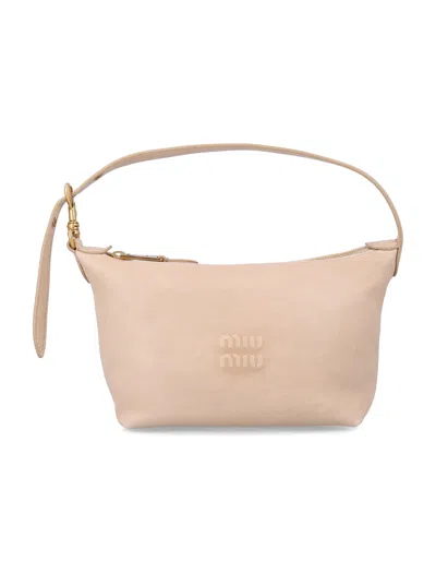 Miu Miu 14cm Mini Lambskin Pouch Handbag With Water-resistant Lining In Corda