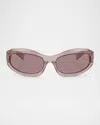 Miu Miu Womens Mu 14zs Irregular-frame Acetate Sunglasses Purple In Brown
