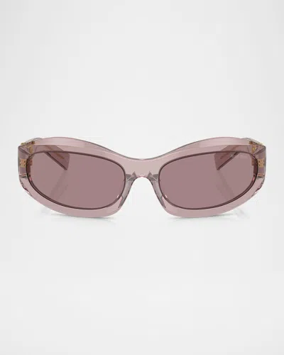 MIU MIU 14ZSF LOGO OVAL ACETATE SUNGLASSES