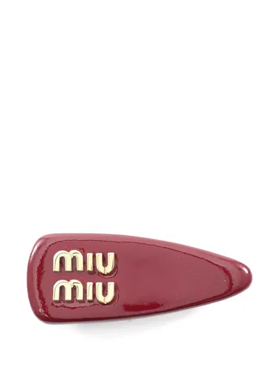 Pre-owned Miu Miu 1920s Logo Hair Clip In Red