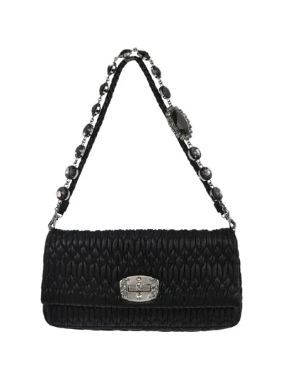 Pre-owned Miu Miu 1990-2000s Miu Crystal Shoulder Bag In Black