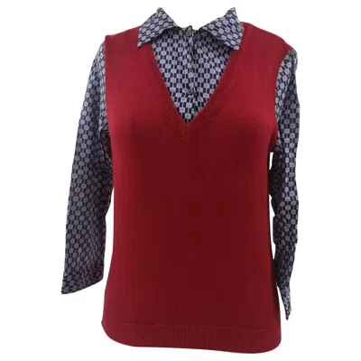 Pre-owned Miu Miu 1990s Vintage Red Blue Shirt Sweater Size S Made In Italy