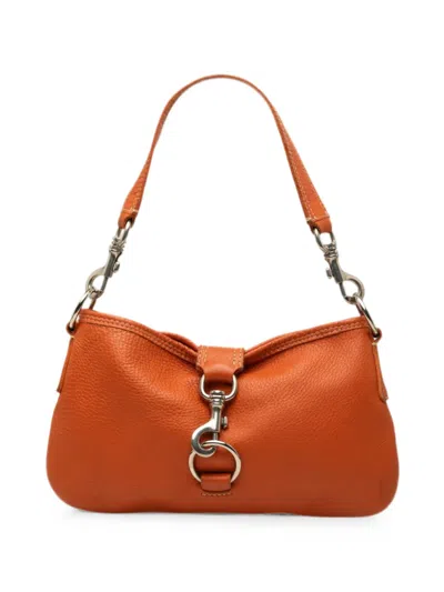Pre-owned Miu Miu 1993-2000 Grained Leather Shoulder Bag In Orange