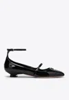 Miu Miu Black Patent Leather Décolleté With Logo In Black