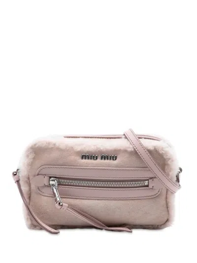 Pre-owned Miu Miu 2000-2010 Shearling And Suede Camera Bag Crossbody Bag In Pink