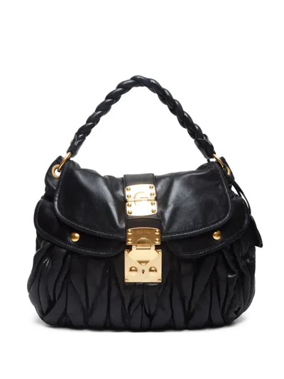 Pre-owned Miu Miu 2000-2015 Matelassé Shoulder Bag In Black