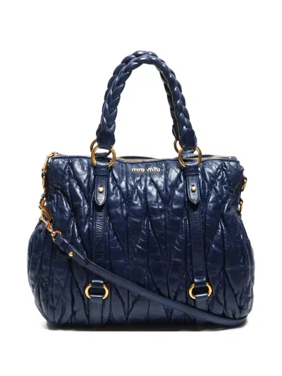 Pre-owned Miu Miu 2000-2015 Matelassé Two Way Tote Bag In Blue