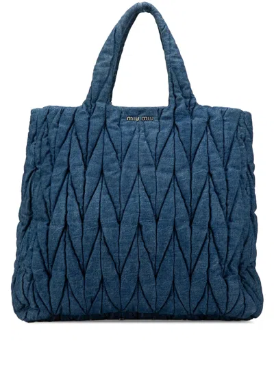 Pre-owned Miu Miu 2000-2017 Matelasse Denim Satchel