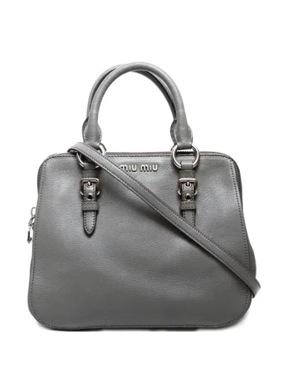 Pre-owned Miu Miu 2000-2020 Logo-lettering Handbag In Gray