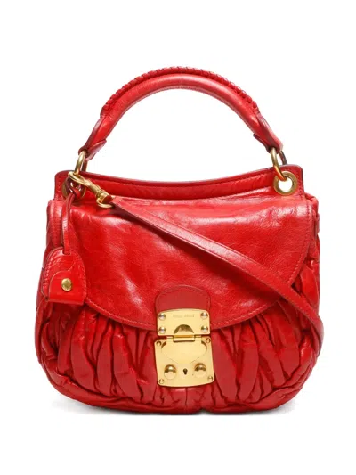Pre-owned Miu Miu 2000-2020 Small Ribbon Two-way Handbag In Red