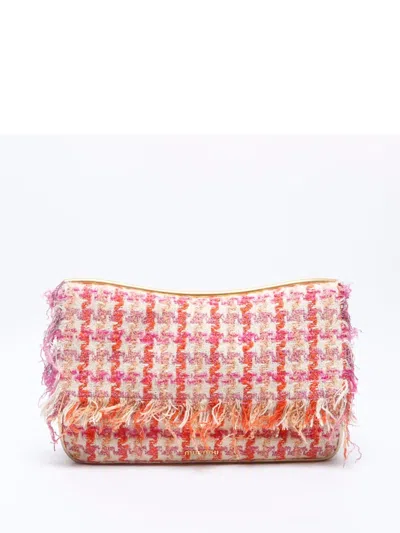Pre-owned Miu Miu 2000-2020s Houndstooth Fringed Shoulder Bag