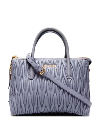 Pre-owned Miu Miu 2000-2020s Matelassé Tote Bag In Grey