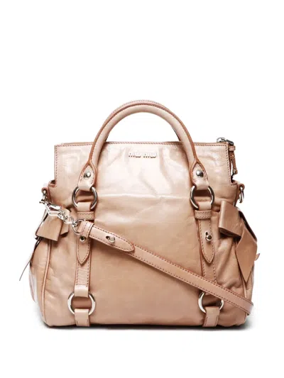 Pre-owned Miu Miu 2000-2021 Bow-detail Two-way Handbag In 中性色
