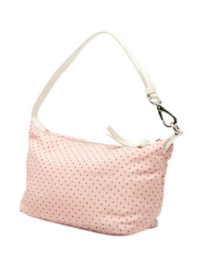 Pre-owned Miu Miu 2000-2025 Nylon Polka Dot Shoulder Bag In Pink