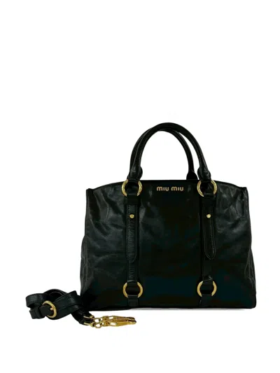 Pre-owned Miu Miu 2000-2010 Vitello Lux Satchel In Black