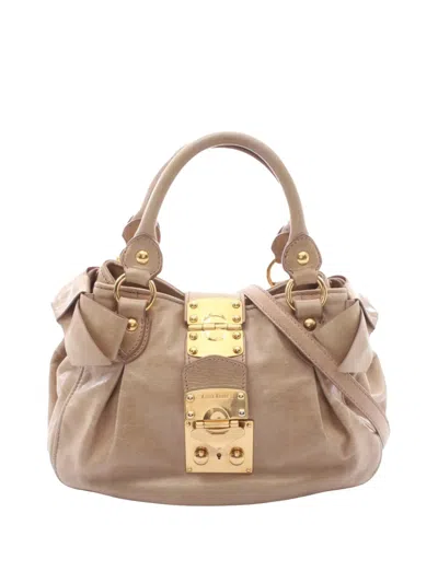 Pre-owned Miu Miu 2000-2015 Leather Satchel In Neutrals