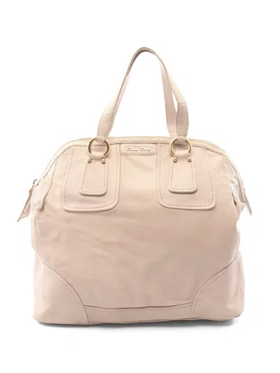 Pre-owned Miu Miu 2000s Boston Bag In Neutrals