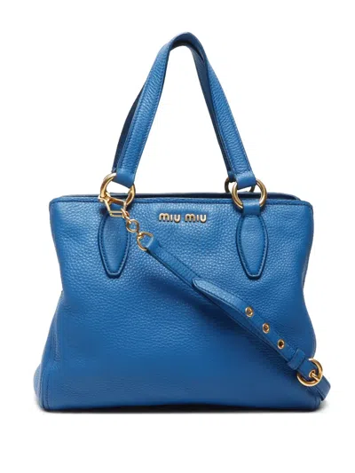 Pre-owned Miu Miu 2000s Caribe Tote Bag In 蓝色