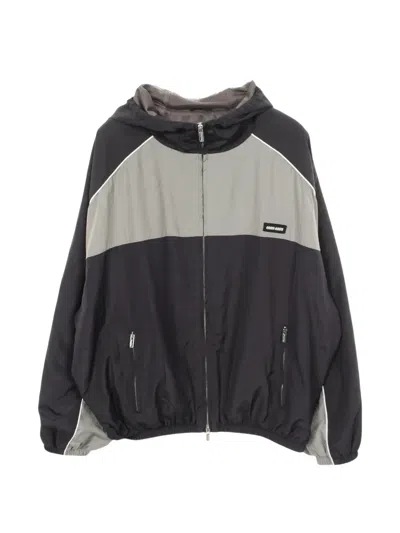 Pre-owned Miu Miu 2000s Hooded Zip-up Jacket In Black
