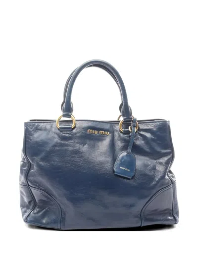 Pre-owned Miu Miu 2000s Leather Handbag In Blue
