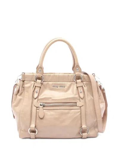 Pre-owned Miu Miu 2000s Leather Handbag In Neutral