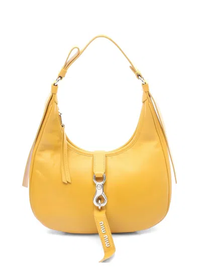 Pre-owned Miu Miu 2000s Leather One Shoulder Bag In Yellow