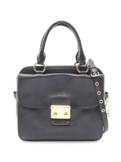 Pre-owned Miu Miu 2000s Leather Shoulder Bag In Black