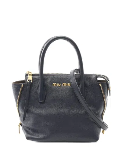 Pre-owned Miu Miu 2000s Leather Top-handle Handbag In Blue