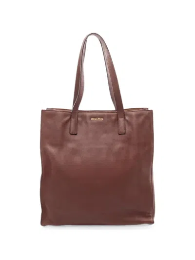 Pre-owned Miu Miu 2000s Leather Tote Bag In Brown