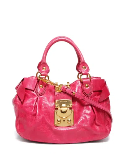 Pre-owned Miu Miu 2000s Leather Tote Bag In Pink