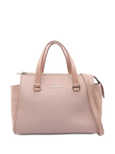 Pre-owned Miu Miu 2000s Leather Tote Bag In Pink