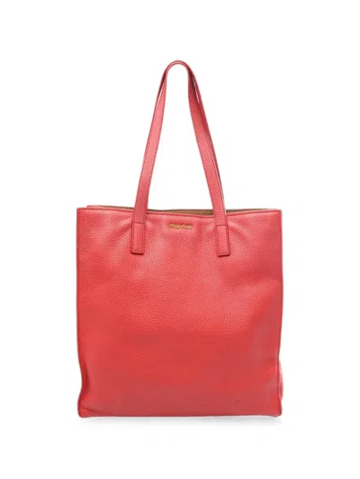 Pre-owned Miu Miu 2000s Leather Tote Bag In Red
