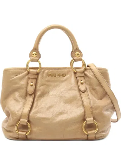 Pre-owned Miu Miu 2000s Leather Two-way Shoulder Bag In Brown