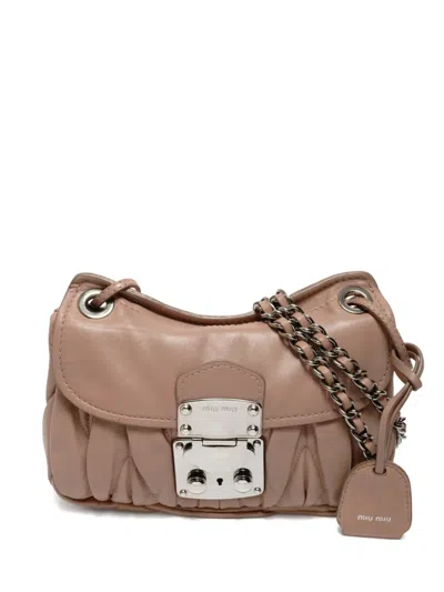 Pre-owned Miu Miu 2000s Logo-detail Shoulder Bag In Neutral