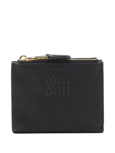 Pre-owned Miu Miu 2000s Logo Wallet In Black