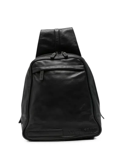 Pre-owned Miu Miu 2000s Logo-embossed Backpack In Black