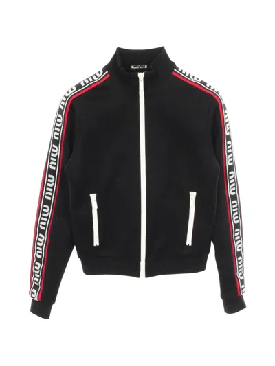 Pre-owned Miu Miu 2000s Logo-tape Track Jacket In Black
