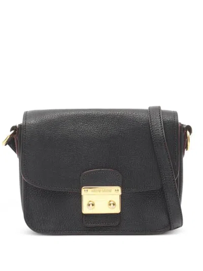 Pre-owned Miu Miu 2000s Madras Bicolore Shoulder Bag In Black