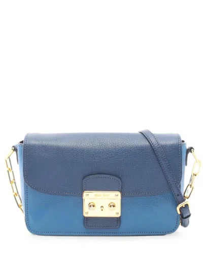 Pre-owned Miu Miu 2000s Madras Bicolore Shoulder Bag In Blue
