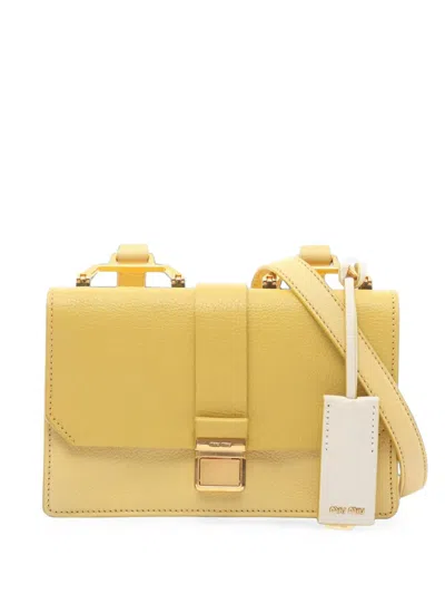 Pre-owned Miu Miu 2000s Madras Cross Body Bag In Yellow