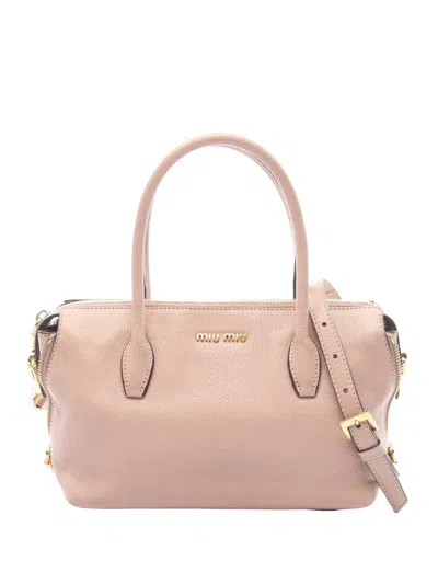 Pre-owned Miu Miu 2000s Madras Leather Handbag