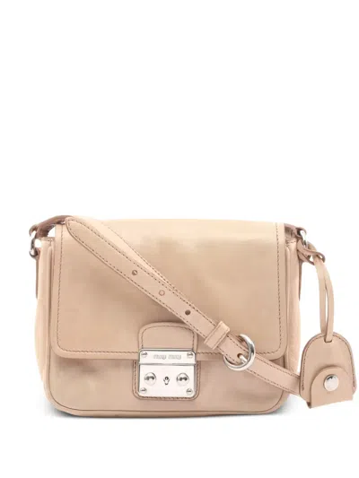 Pre-owned Miu Miu 2000s Madras Shoulder Bag In Neutral