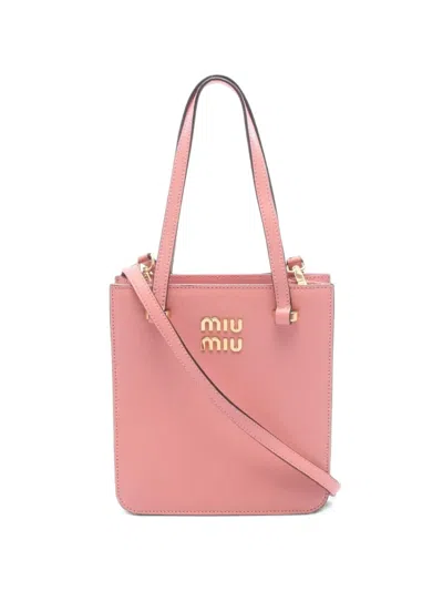 Pre-owned Miu Miu 2000s Madras Tote Bag In Pink