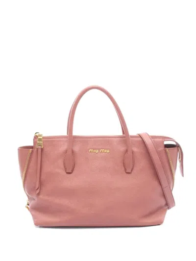 Pre-owned Miu Miu 2000s Madras Two-way Tote Bag In Pink