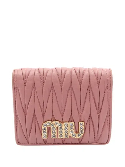 Pre-owned Miu Miu 2000s Matelassé Bi-fold Wallet In Pink