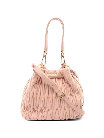 Pre-owned Miu Miu 2000s Matelassé Bucket Bag In Pink