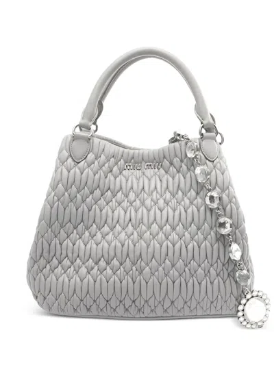 Pre-owned Miu Miu 2000s Matelassé Handbag In Gray