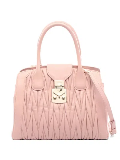 Pre-owned Miu Miu 2000s Matelassé Quilted Leather Handbag In Pink